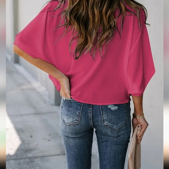 Magenta Batwing  Sleeve, Cowl Neck Blouse NWOT - Picture 3 of 3